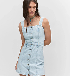 Mango Button Denim Dress Light Blue Minidress